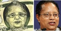 Side by Side Caricature and Real Photo of Shirley Ann Jackson 